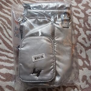 NWT LUG Insulated Crossbody Water Bottle Bag Huggie SE Metallic Silver